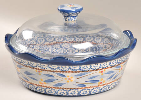 Old World Blue 1.5 Qt Round Covered Casserole with Glass Lid