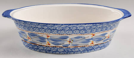 Old World Blue 3.5 Qt Oval Covered Casserole No Lid