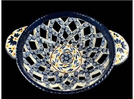Old World Blue 12" Open Weave Bread Basket