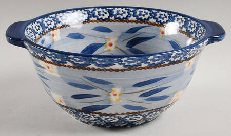 Old World Blue 7" Handled Round Serving Bowl