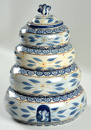 Old World Blue Beehive Canister