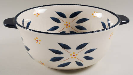Old World Blue 10" Handled Round Serving Bowl