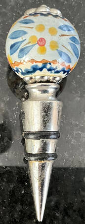 Old World Blue Wine Stopper-Ceramic