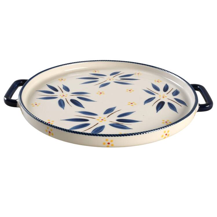 Old World Blue Lid-It for 10" Round Baker with Open Handles