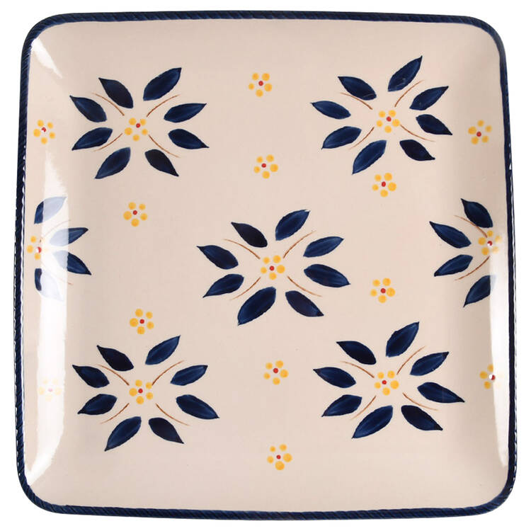 Old World Blue Square Dinner Plate