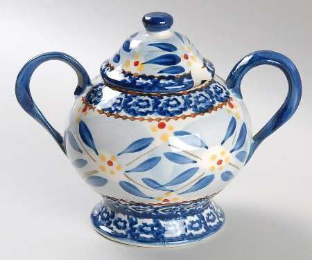 Old World Blue Sugar Bowl & Lid