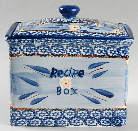 Old World Blue Recipe Box & Lid