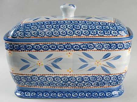Old World Blue Bread Box & Lid