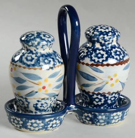Old World Blue (3 Pc) Salt & Pepper Tray Set