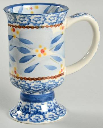 Old World Blue Pedestal Mug