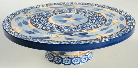 Old World Blue 10" Diameter Pedestal Cake Stand