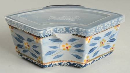 Old World Blue 18 Oz Ramekin & Plastic Lid for Baker & Ramekins Set (Chip & Dip)