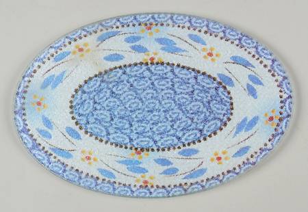 Old World Blue Glass Trivet for 10" Oval Baker