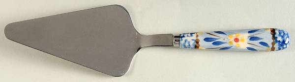 Old World Blue Cake Server W/Stainless Blade