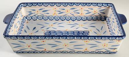 Old World Blue 15" Rectangular Baker