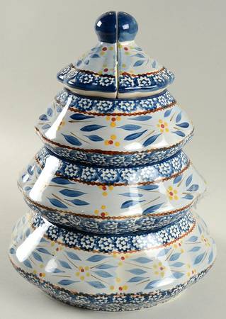 Old World Blue Christmas Tree Stacking Set