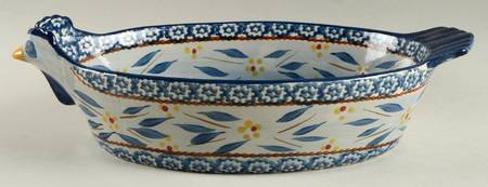Old World Blue 12" Figural Oval Baker