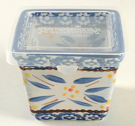 Old World Blue Small Ramekin with Plastic Lid