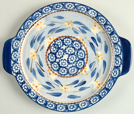 Old World Blue 8" Round Lid-It (Trivet,Tray,Baker Lid)