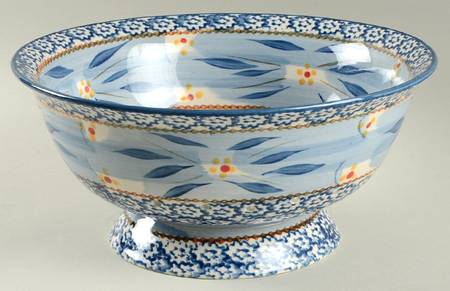 Old World Blue Ceramic Colander