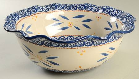 Old World Blue Scalloped Serving Bowl