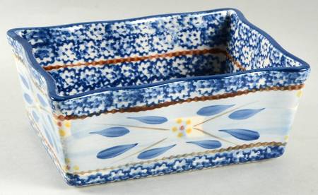 Old World Blue 7" Rectangular Baker
