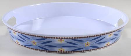 Old World Blue 15" Round Melamine Tray