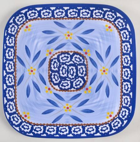 Old World Blue Square Melamine Salad Plate