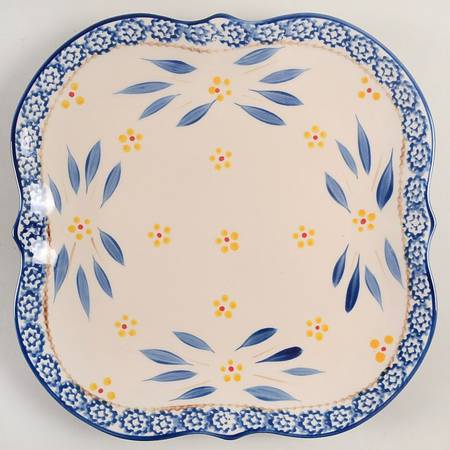 Old World Blue Square Dinner Plate