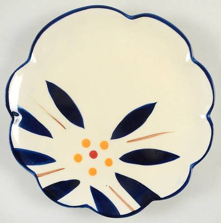 Old World Blue Scalloped Salad Plate