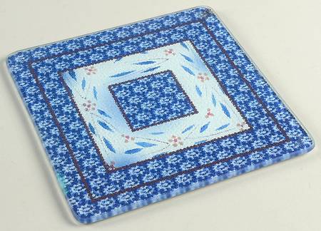 Old World Blue Glass Trivet for 8" Square Baker
