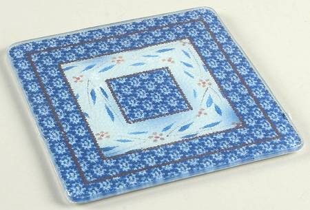 Old World Blue 6" Glass Trivet for Square Baker