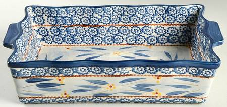 Old World Blue 13'' Rectangular Baker
