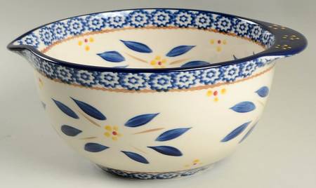 Old World Blue 9" Nesting Bowl with Spout