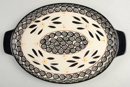 Old World Black 16" Oval Lid-It (Trivet,Tray,Baker Lid)