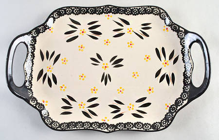 Old World Black 16" Handled Tray