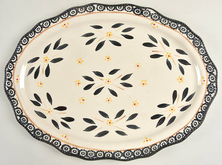 Old World Black 18" Oval Handled Platter
