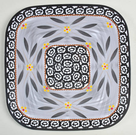 Old World Black Square Melamine Dinner Plate