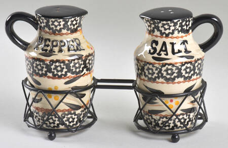 Old World Black Salt & Pepper w/Metal Stand