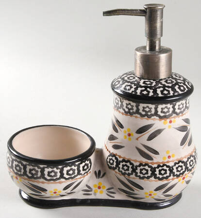 Old World Black Soap Dispenser Attached Holder No Scrub Brush