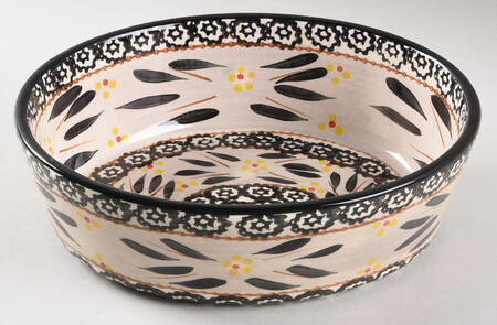 Old World Black Figural Oval Baker No Lid