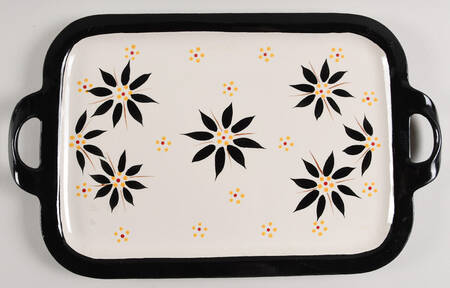 Old World Black 17" Handled Tray