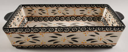 Old World Black 13'' Rectangular Baker