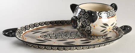 Old World Black Tray for Soup Mug & Sandwich Set