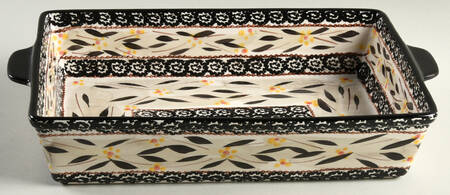 Old World Black 15" Rectangular Baker