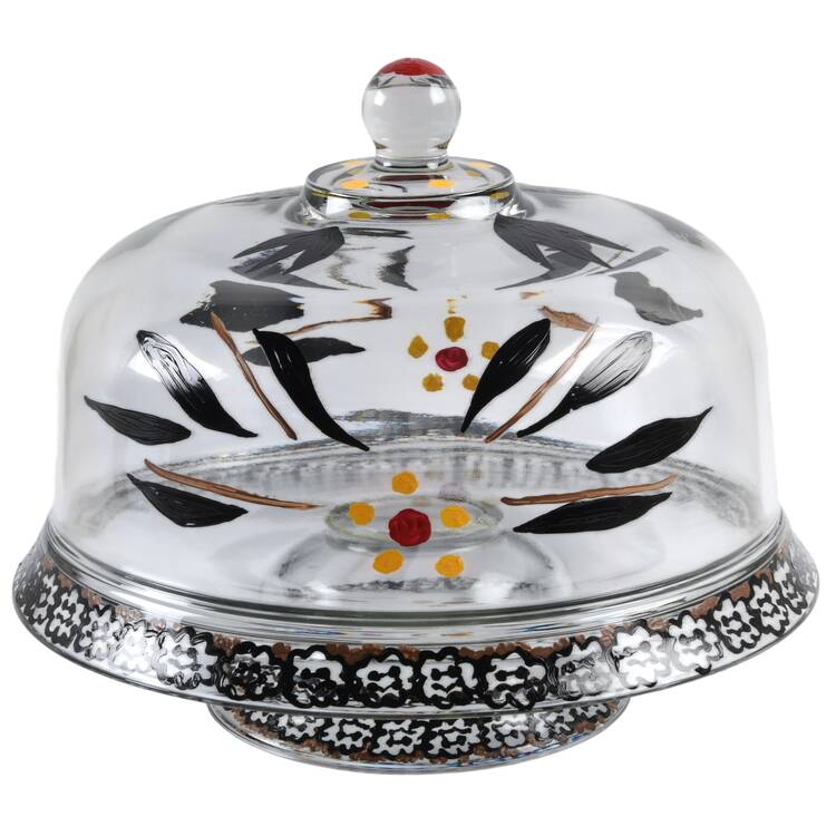Old World Black 12" Convertible Set (Cake Stand/Chip & Dip Bowl/Pedestal w/Acrylic Dome)