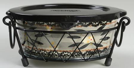 Old World Black 4pc 8" Round Handled Baker(Baker,Lid,Lidit&Stand)
