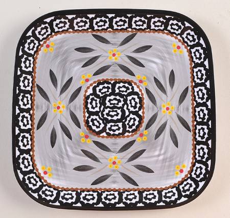 Old World Black Square Melamine Salad Plate
