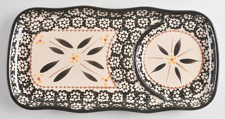 Old World Black 12" Rectangular Snack Tray