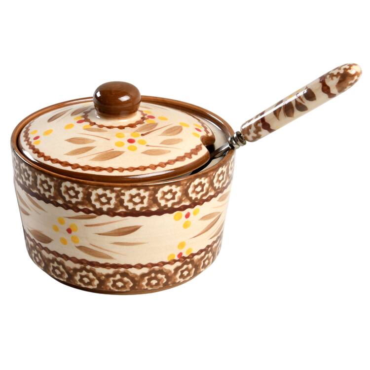 Old World Brown Condiment Jar & Lid w/Spoon by Temp-Tations